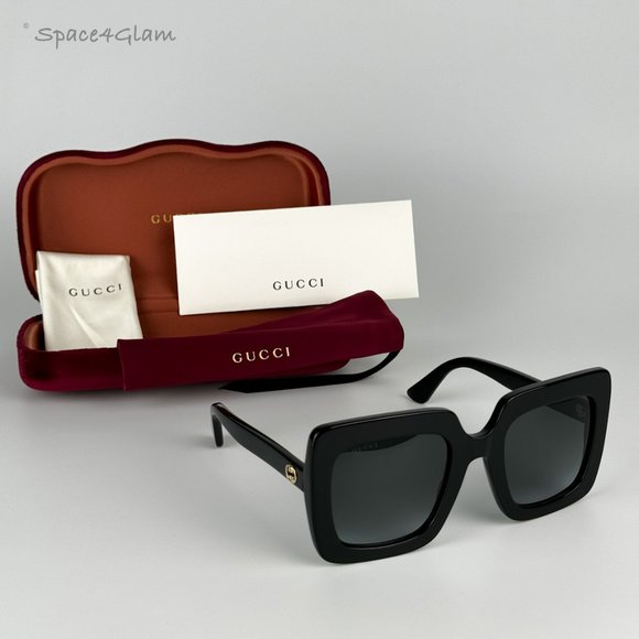 NEW GUCCI GG0328S 001 Black Gray Gradient Rectangle Oversized Women Sunglasses - Picture 7 of 10